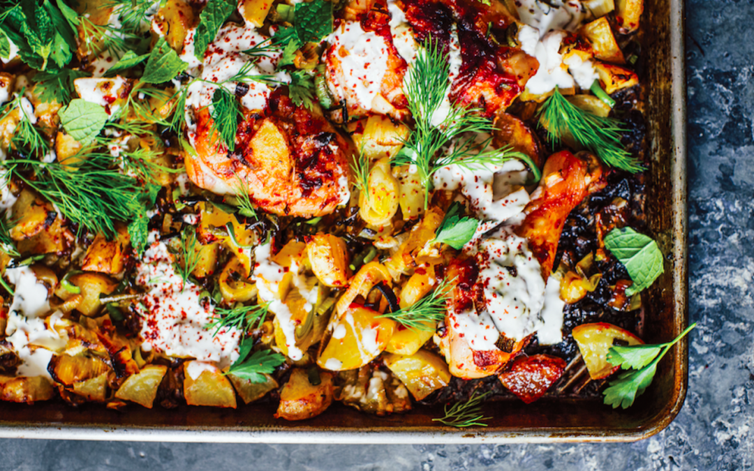 Harissa Chicken with Leeks, Potatoes, and Yogurt