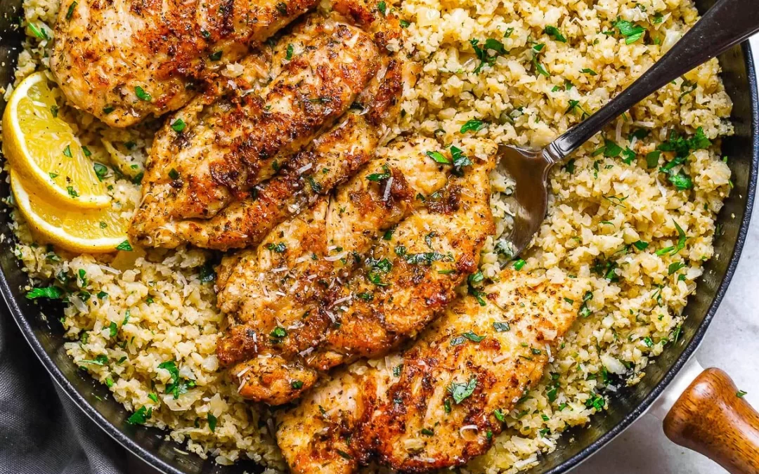 Garlic Butter Chicken with Parmesan Cauliflower Rice