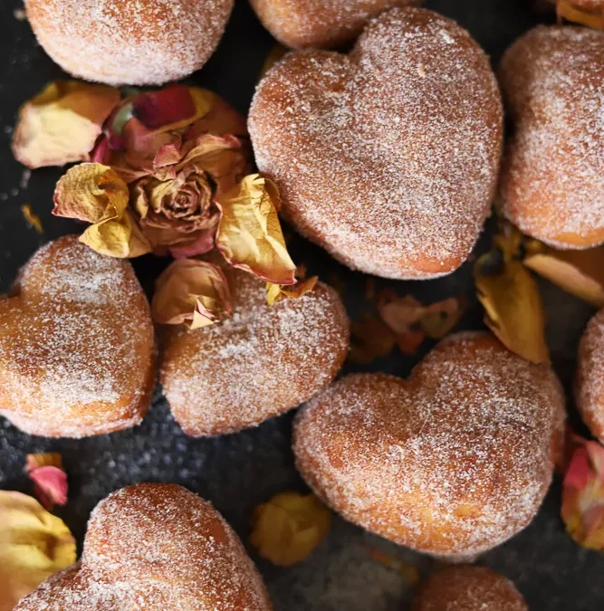 Cinnamon Sugar Heart Doughnuts